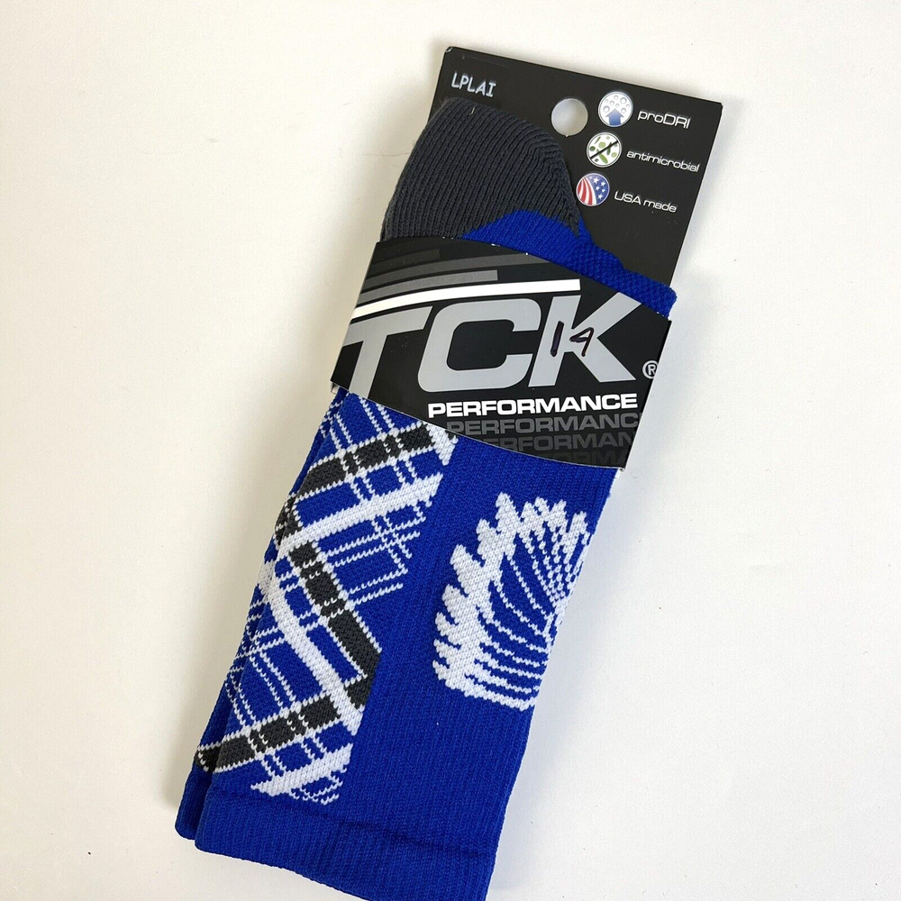 TCK Performance Sports Socks Blue Indian Chief Logo Small Unisex